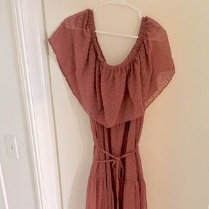 NWT Baltic Born Maxi Dress Size L, Off shoulder, Mauve